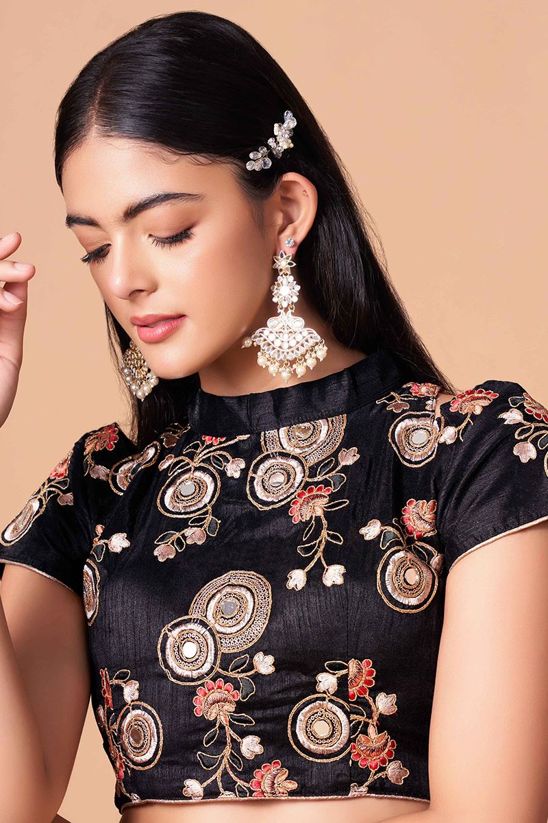 Enticing Mustard and Black Colored Designer Lehenga