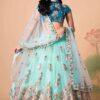 Attractive Sky Blue and Blue Colored Designer Lehenga