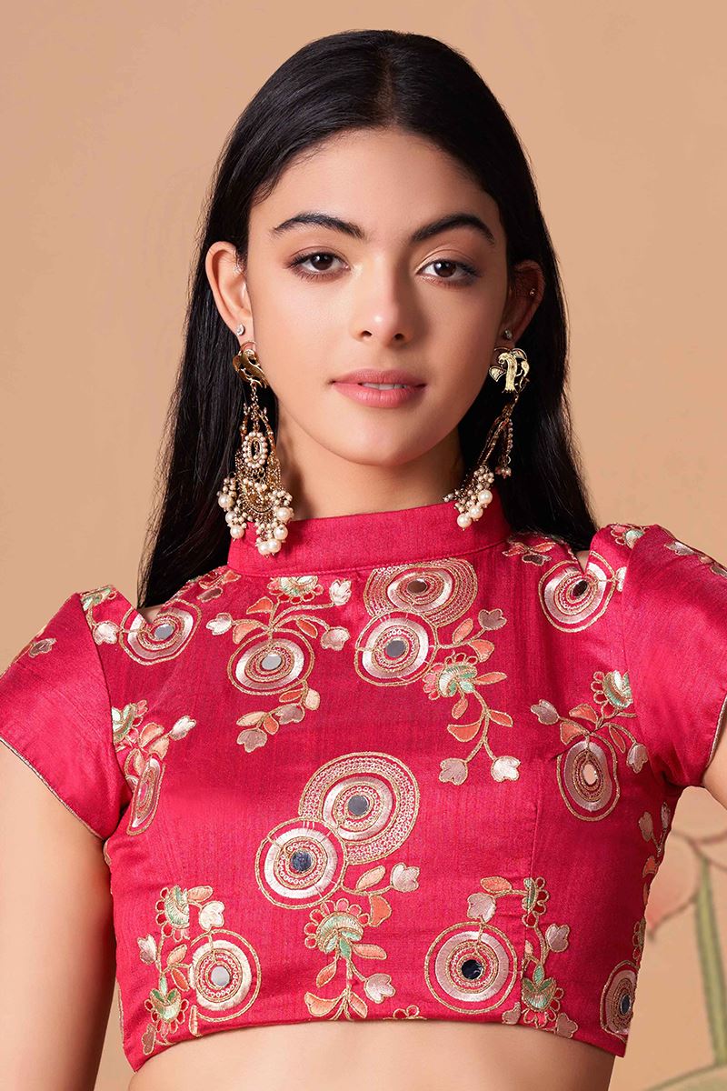 Exuberant Yellow and Rani Pink Colored Designer Lehenga