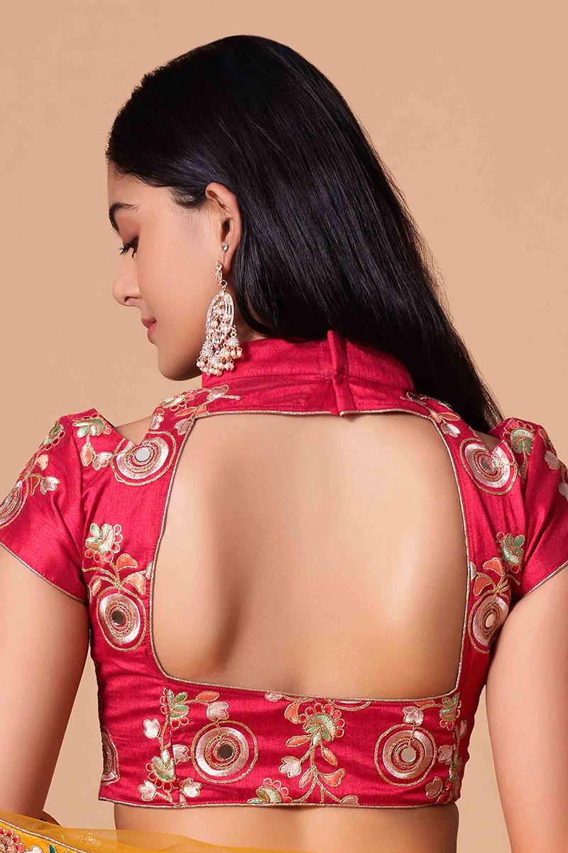 Exuberant Yellow and Rani Pink Colored Designer Lehenga