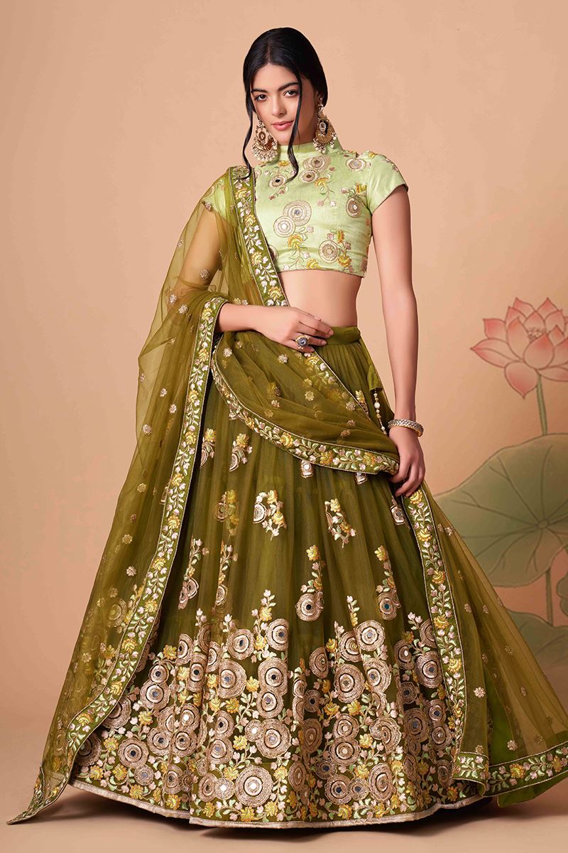 Marvelous Mehendi Green and Pista Green Colored