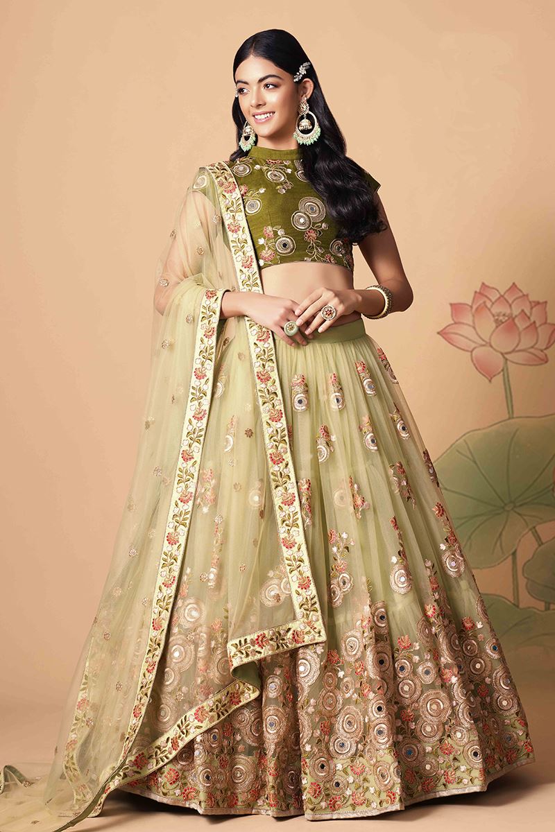 Appealing Pista Green and Mehendi Green Colored