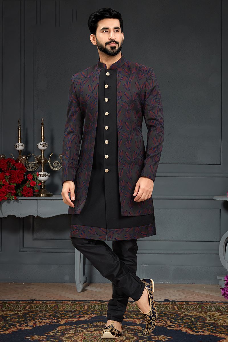 Exquisite Black Colored Designer Italian Indo Western