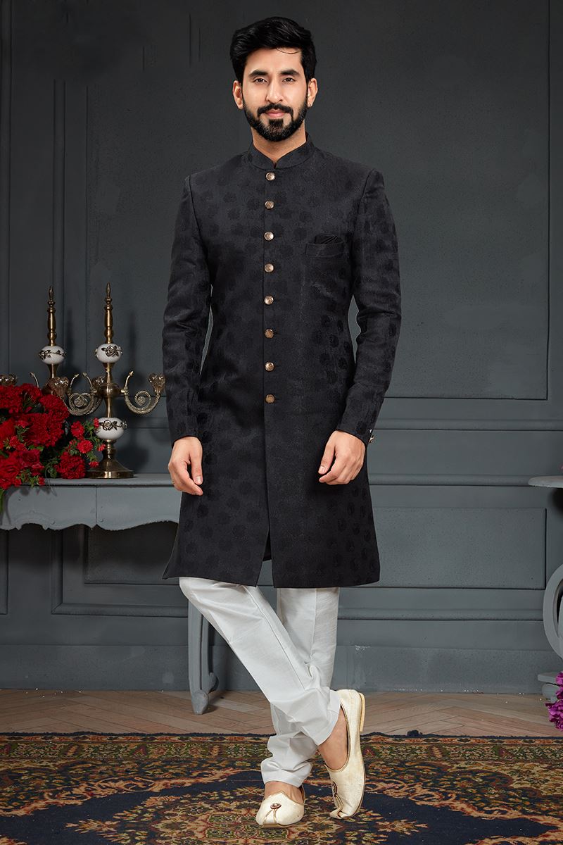 Appealing Black Colored Designer Nawabi Indo Western