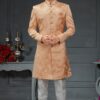 Breathtaking Peach Colored Designer Nawabi Indo Western