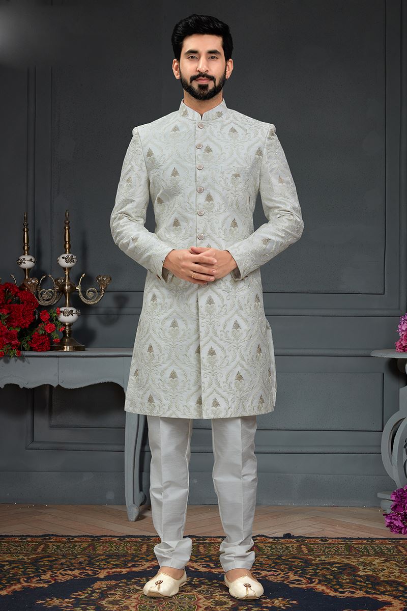 Flawless White Colored Designer Nawabi Indo Western