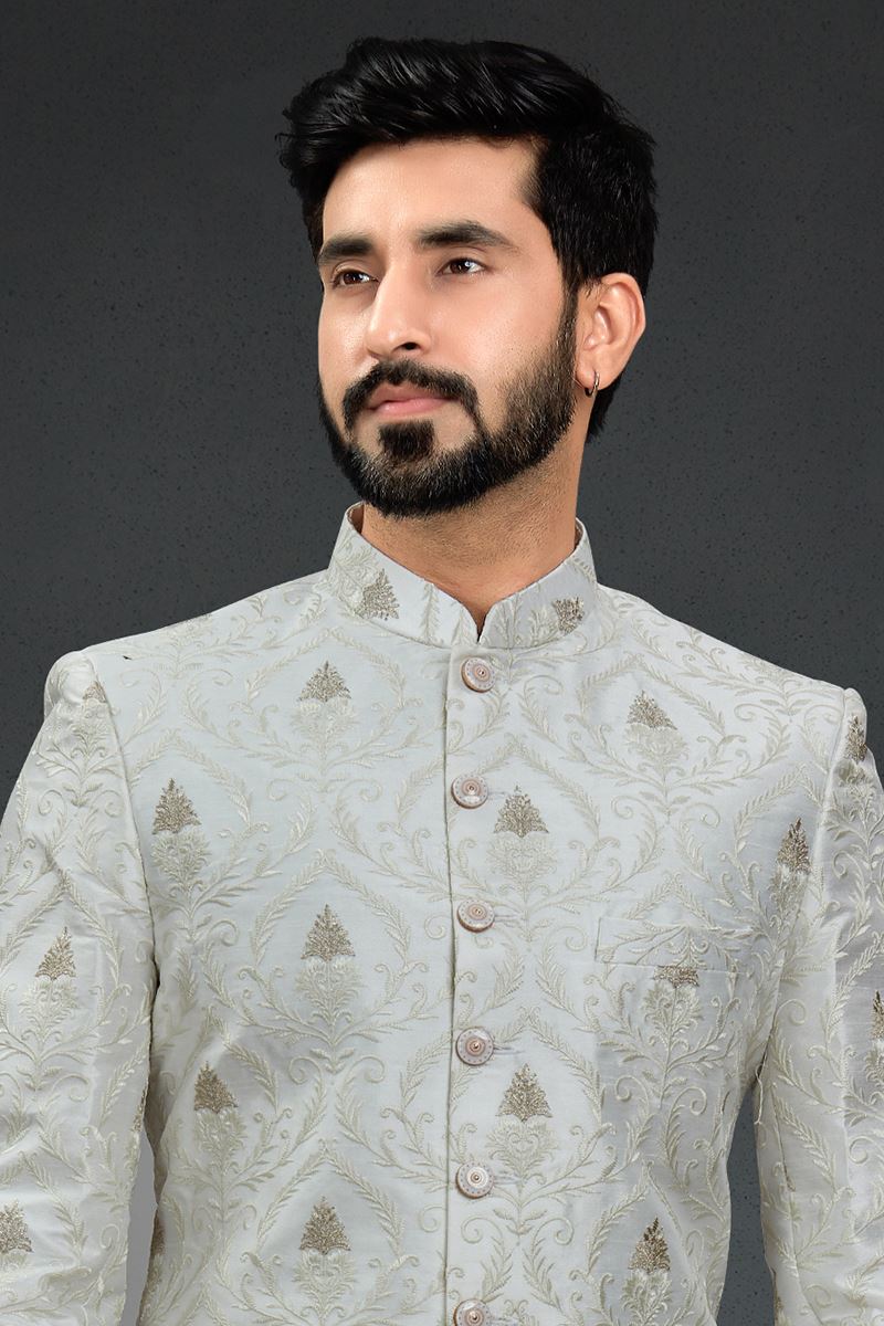 Flawless White Colored Designer Nawabi Indo Western
