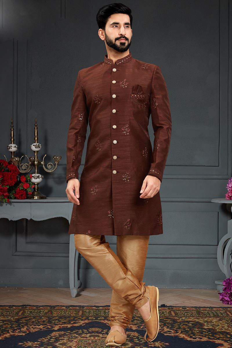 Outstanding Brown Colored Designer Nawabi Indo Western