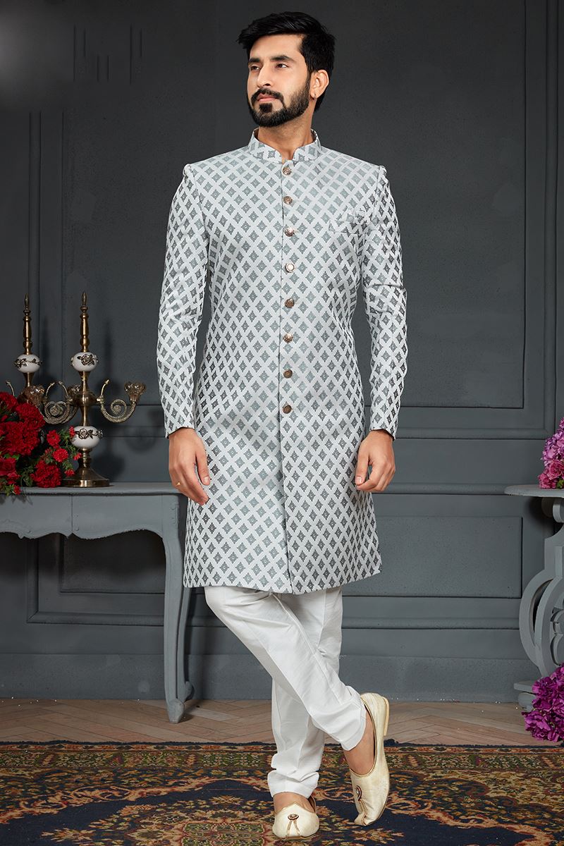 Creative Grey Colored Designer Nawabi Indo Western