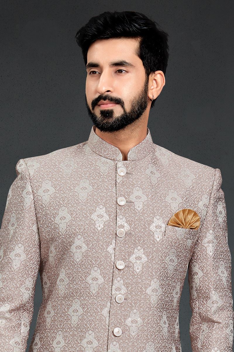Dazzling Dusty Brown Colored Designer Nawabi Indo Western
