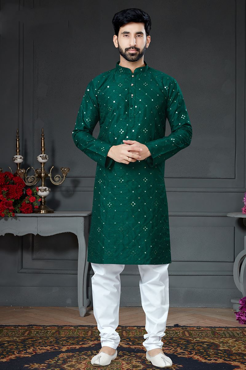 Charming Dark Green Colored Designer Kurta Set