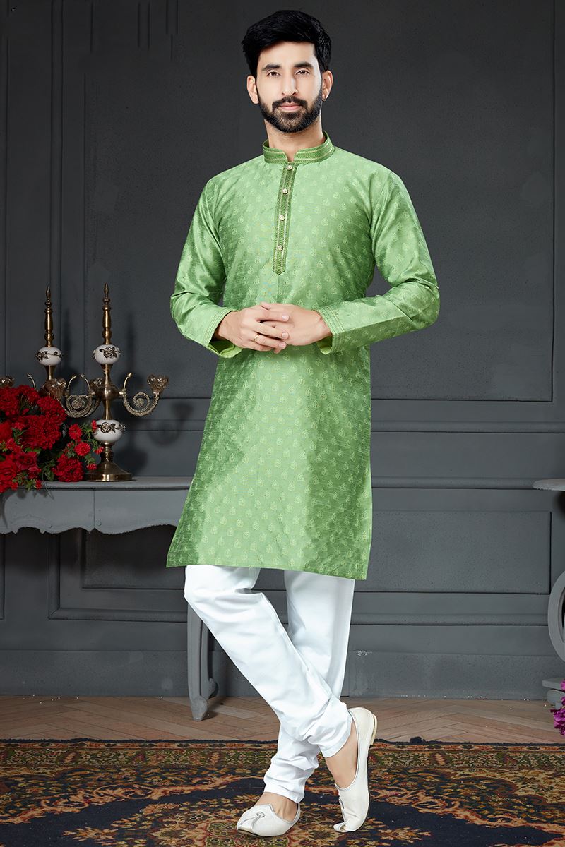 Charming Leaf Green Colored Designer Kurta Set