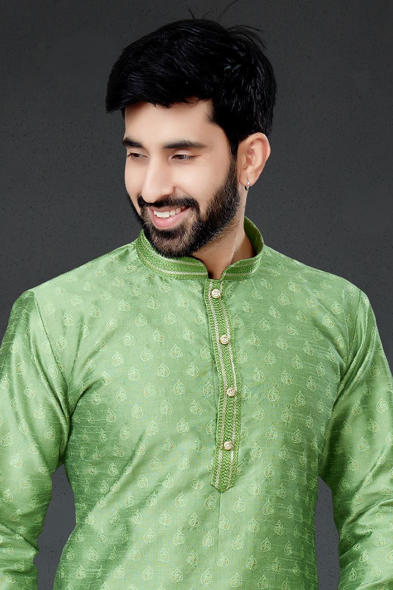 Charming Leaf Green Colored Designer Kurta Set