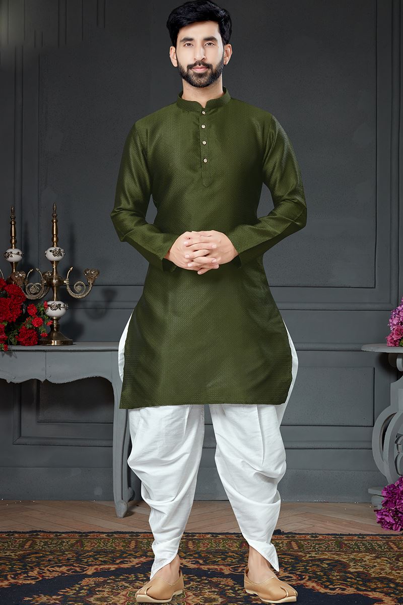 Charming Mehendi Green Colored Designer Kurta Set