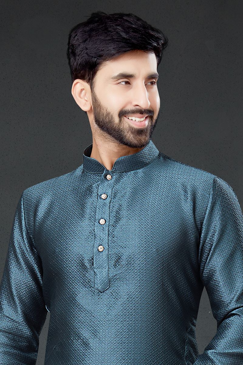 Charming Steel Blue Colored Designer Kurta Set