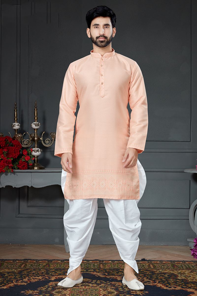 Charming Light Peach Colored Designer Kurta Set