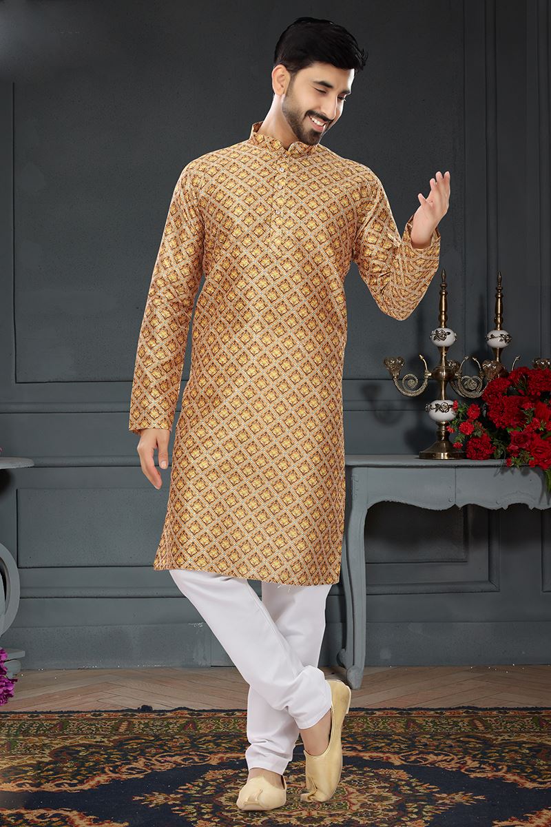 Appealing Golden Colored Designer Kurta Set