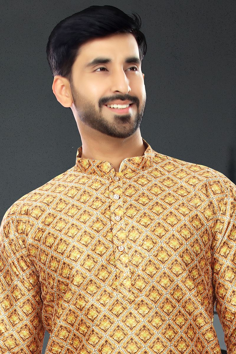Appealing Golden Colored Designer Kurta Set