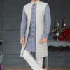 Magnificent Powder Blue and Off-White Colored Designer Italian Indo Western