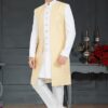 Spectacular Camel Brown and White Colored Designer Italian Indo Western