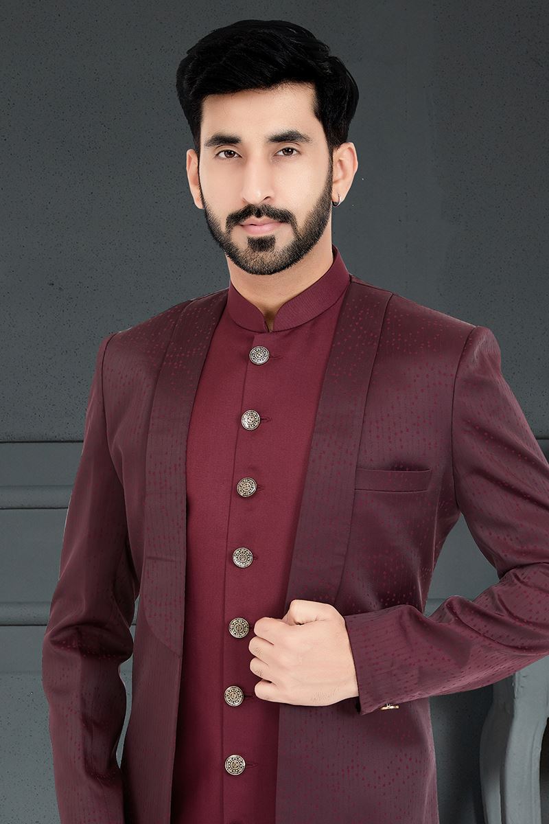 Splendid Maroon Colored Designer Italian Indo Western
