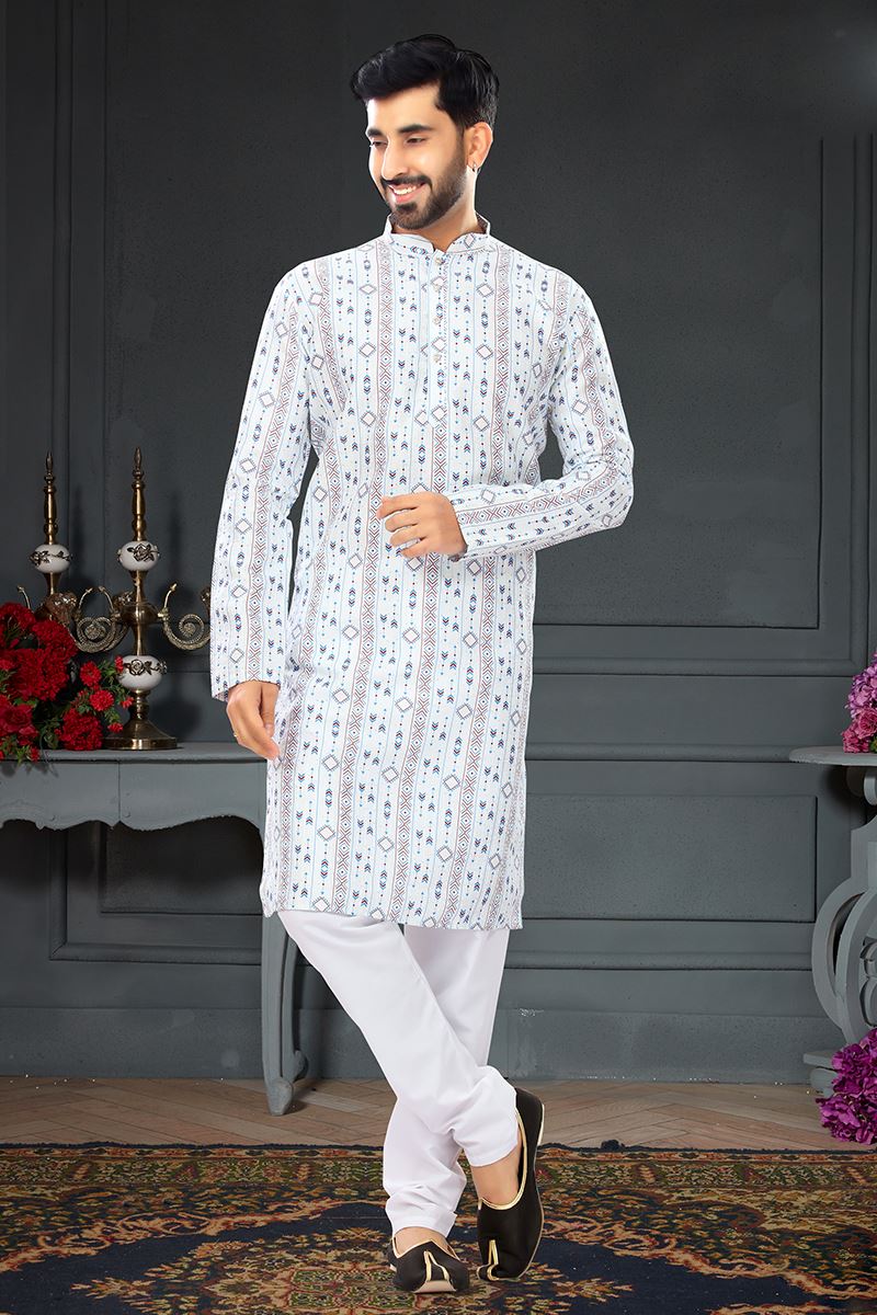 Captivating White Colored Designer Kurta Set