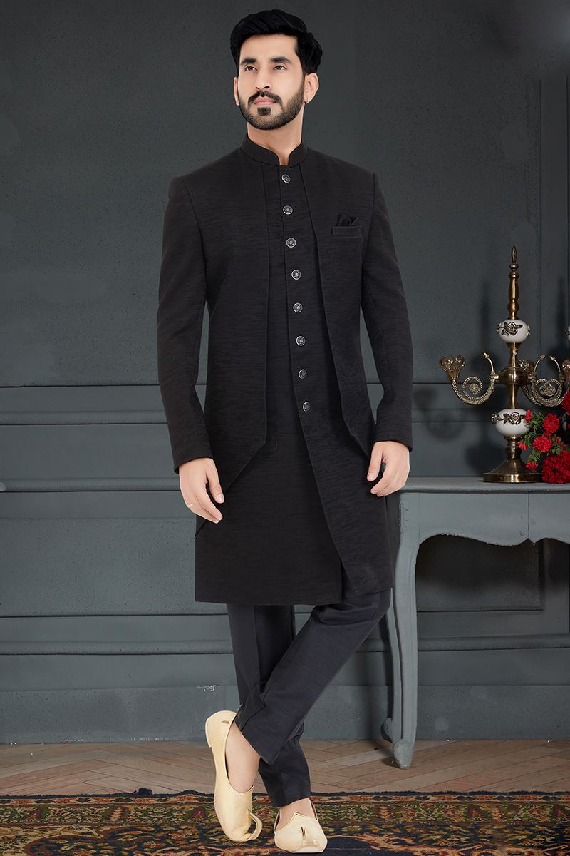 Aesthetic Black Colored Designer Italian Indo Western