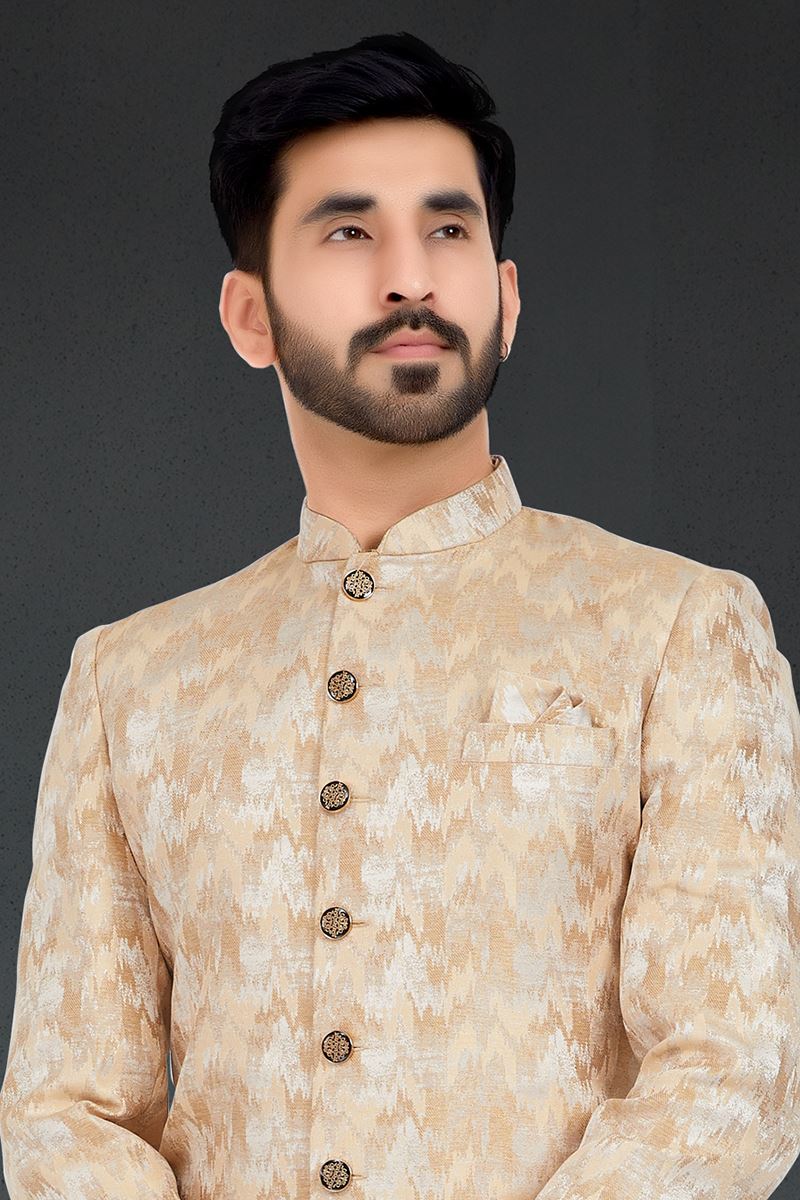 Exquisite Beige Colored Designer Nawabi Indo Western