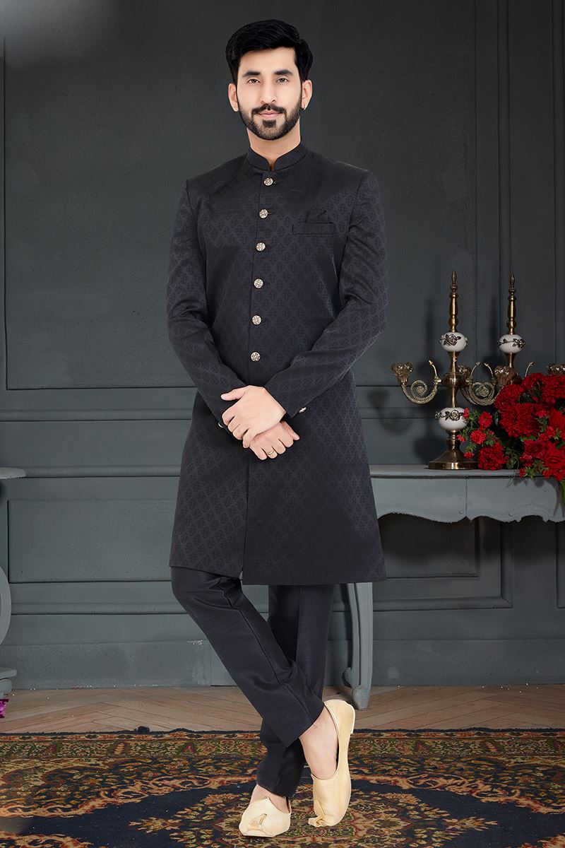 Charming Black Colored Designer Nawabi Indo Western