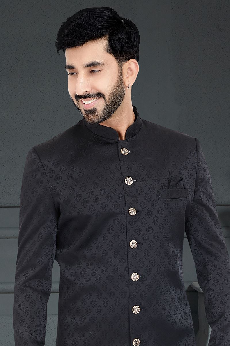 Charming Black Colored Designer Nawabi Indo Western