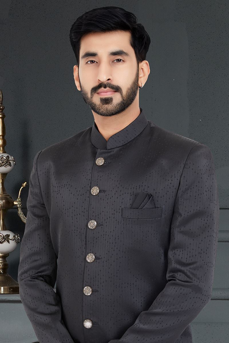 Exuberant Black Colored Designer Nawabi Indo Western