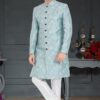 Appealing Steel Blue Colored Designer Nawabi Indo Western