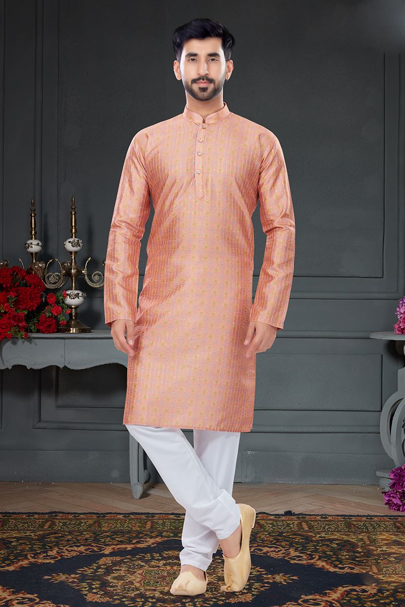 Magnificent Peach Colored Designer Kurta Set