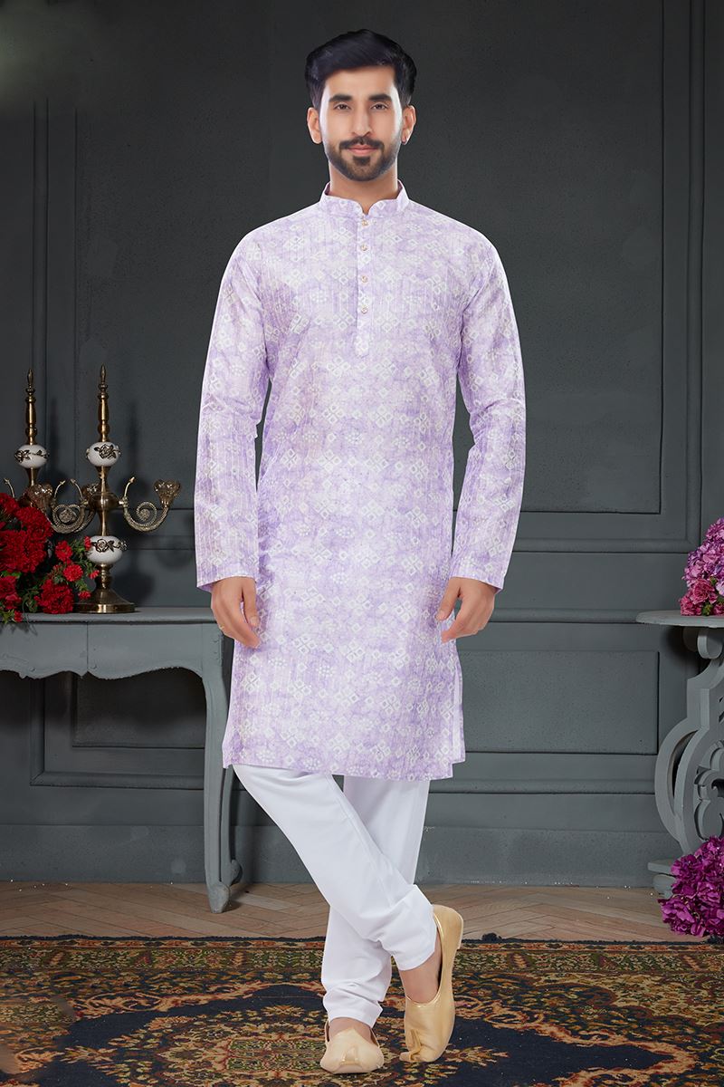 Spectacular Lavender Colored Designer Kurta Set