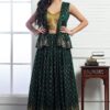 Stunning Dark Green and Mustard Colored Designer Lehenga Choli