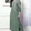 Outstanding Olive Green Colored Designer Kurti Set