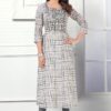 Amazing Cream and Grey Colored Designer Kurti with Pant