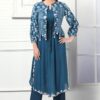 Classy Teal Colored Designer Kurti with Pant