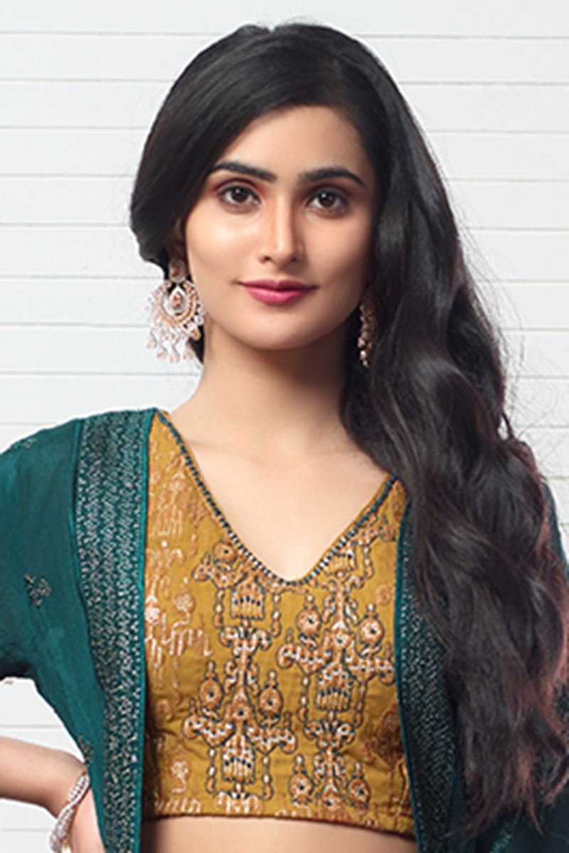 Magnificent Dark Green and Mustard Colored Designer Suit