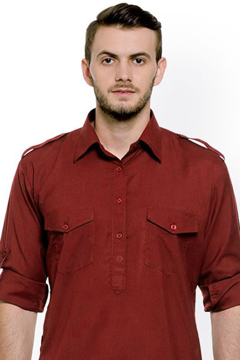 Magnificent Maroon Colored Designer Pathani Set