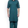Awesome Teal Blue Colored Designer Pathani Set