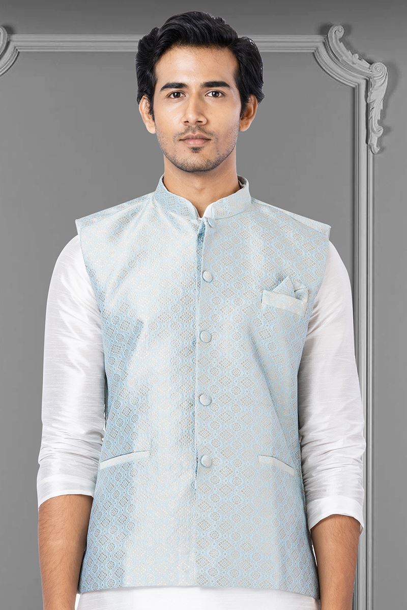 Impressive Sky Blue Colored Designer Menswear Jacket