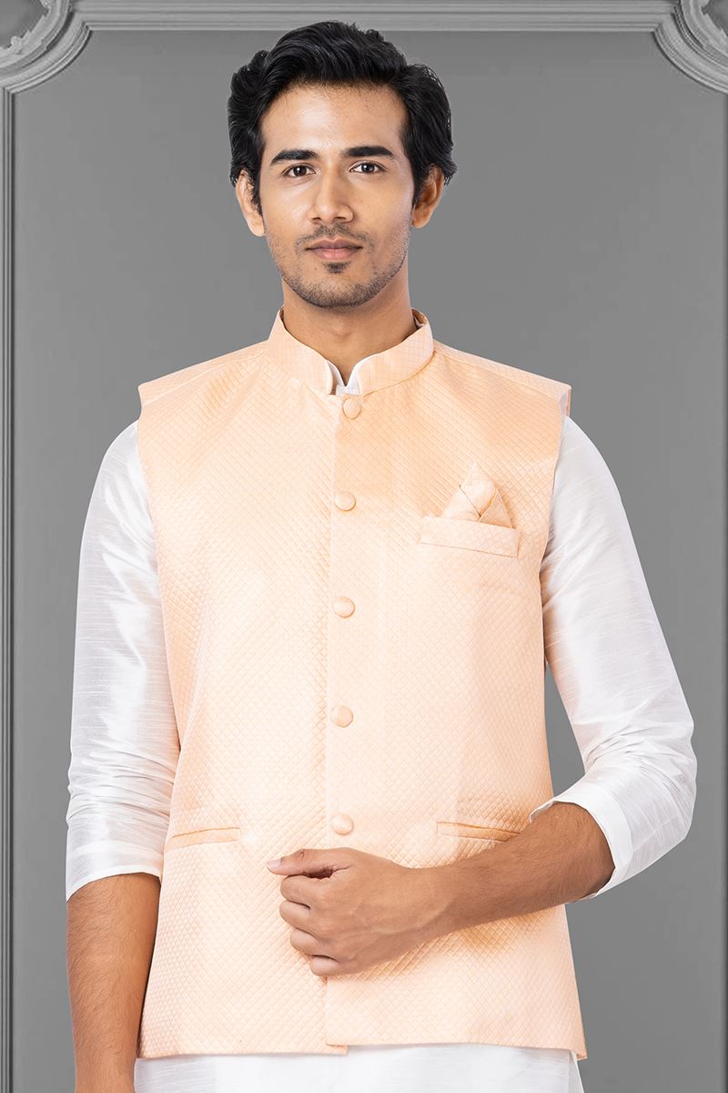 Artistic Peach Colored Designer Menswear Jacket