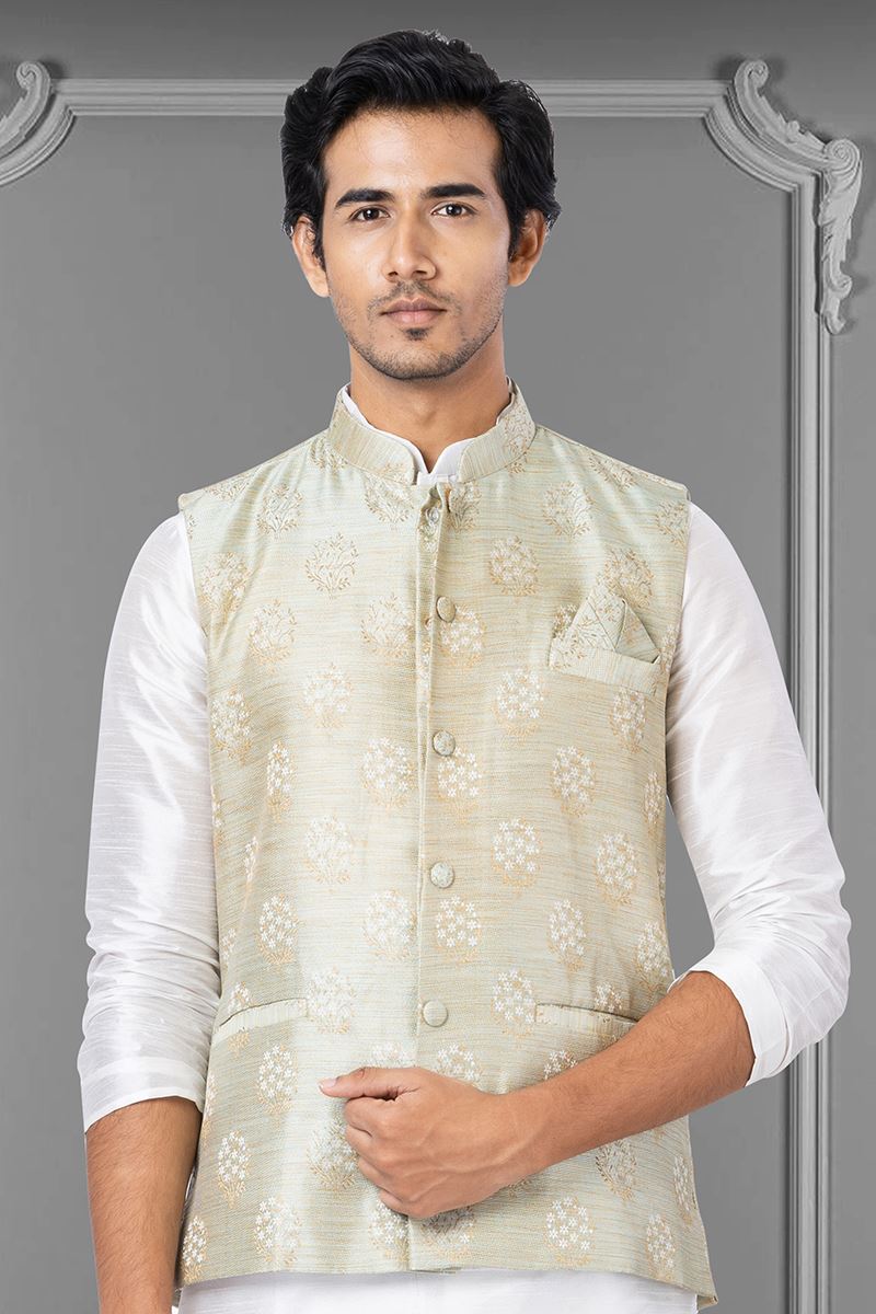 Exquisite Olive Green Colored Designer Menswear Jacket