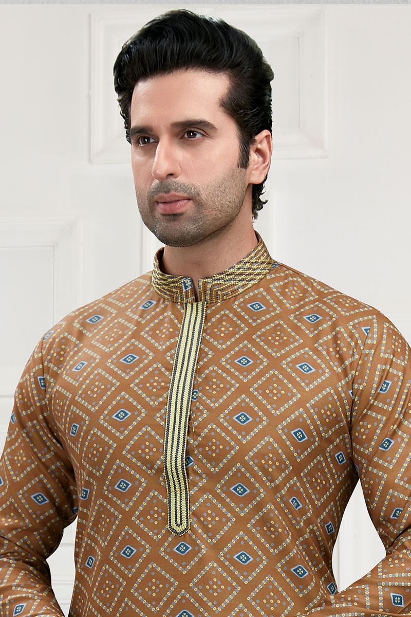 Amazing Light Brown Colored Designer Kurta Payjama Set