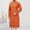 Elegant Orange and Multi-Colored Designer Kurta Payjama Set