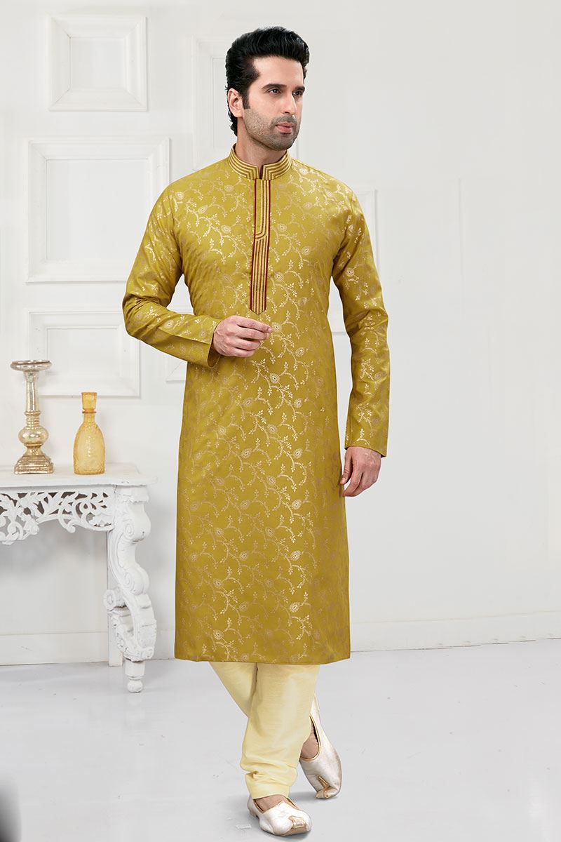 Delightful Mustard Colored Designer Kurta Payjama Set
