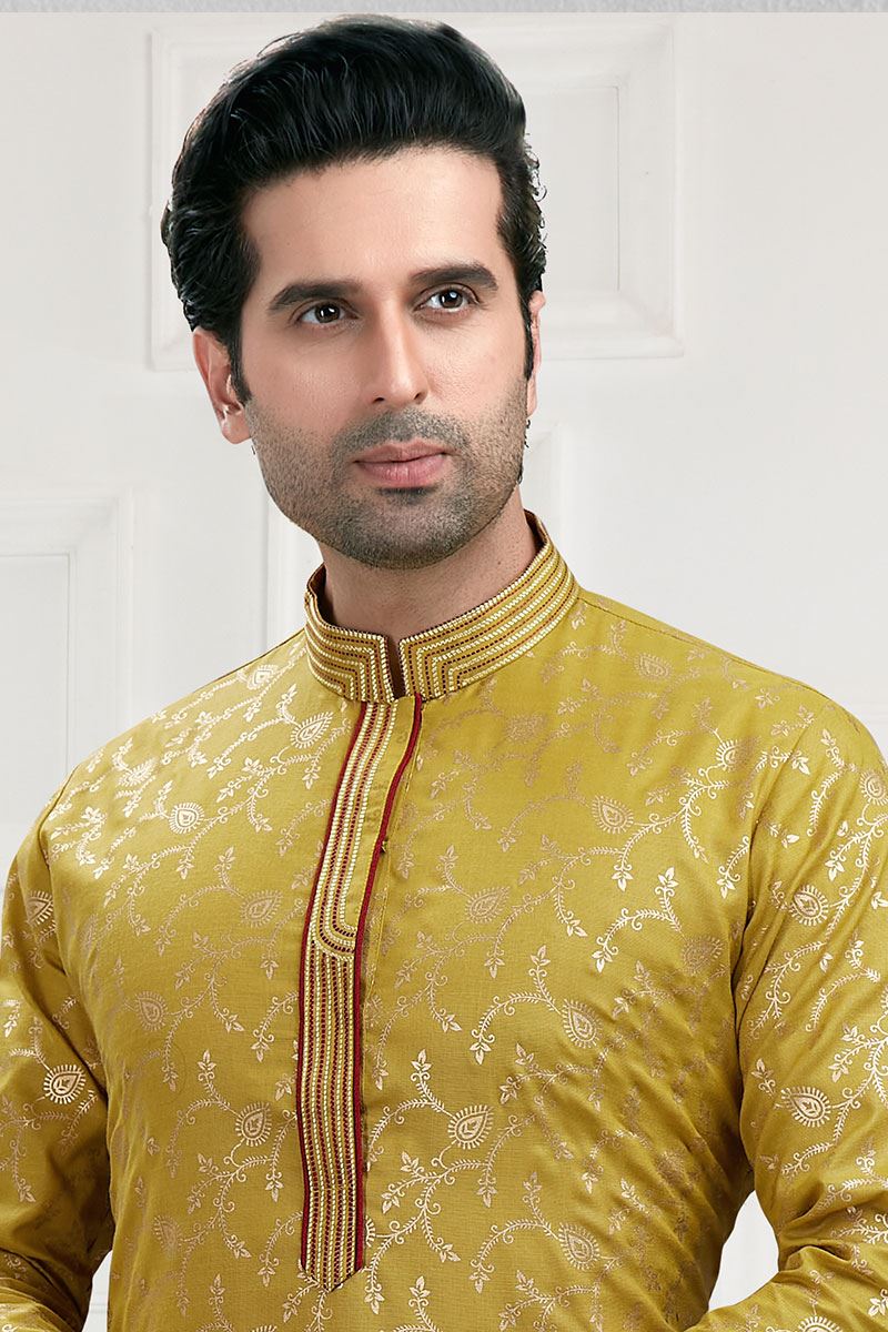 Delightful Mustard Colored Designer Kurta Payjama Set