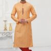 Classy Peach Colored Designer Kurta Payjama Set