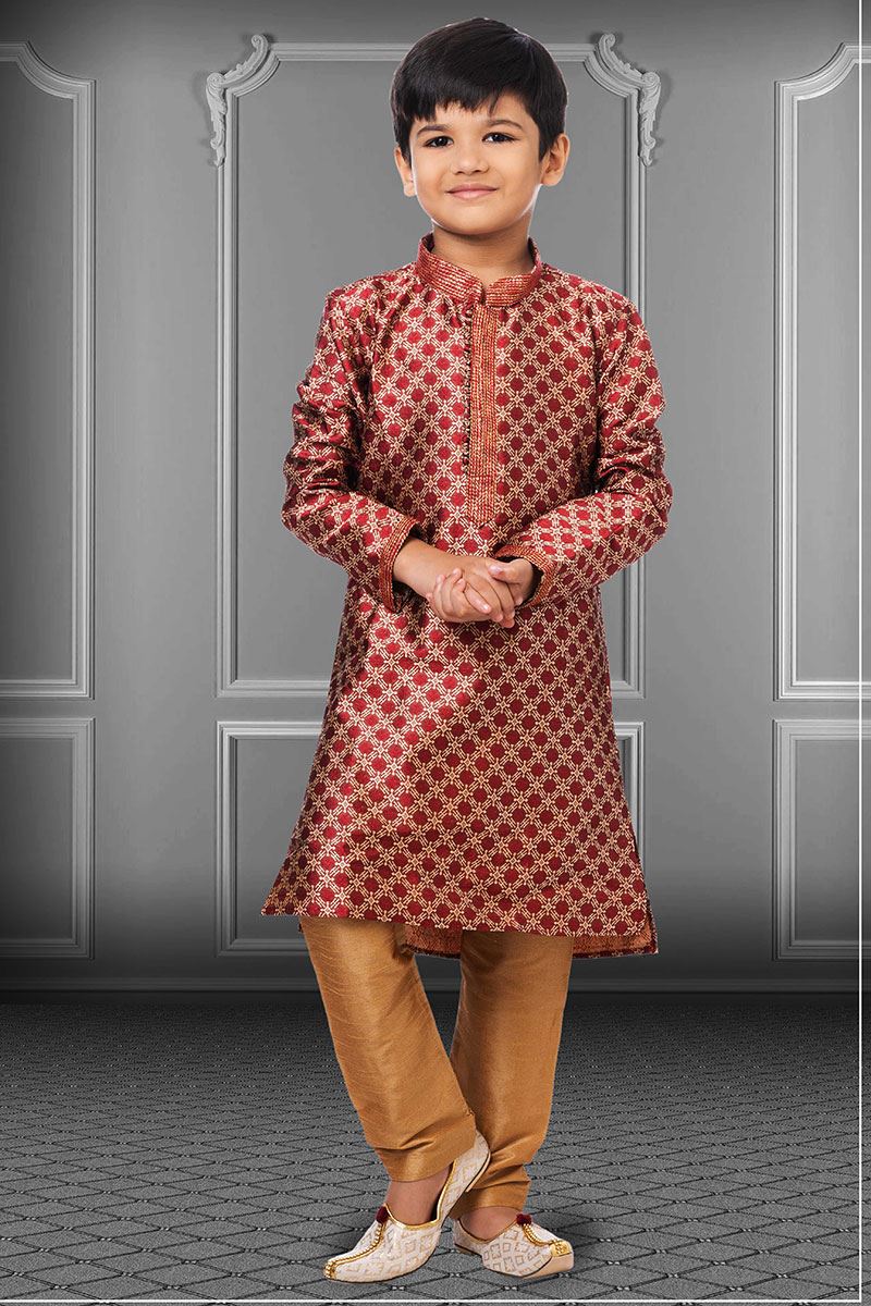 Attractive Maroon Colored Designer Kids wear